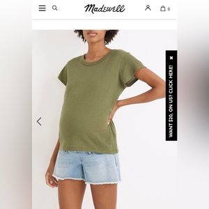 Madewell Maternity Relaxed Rigid Denim Side-Panel Shorts Size 29